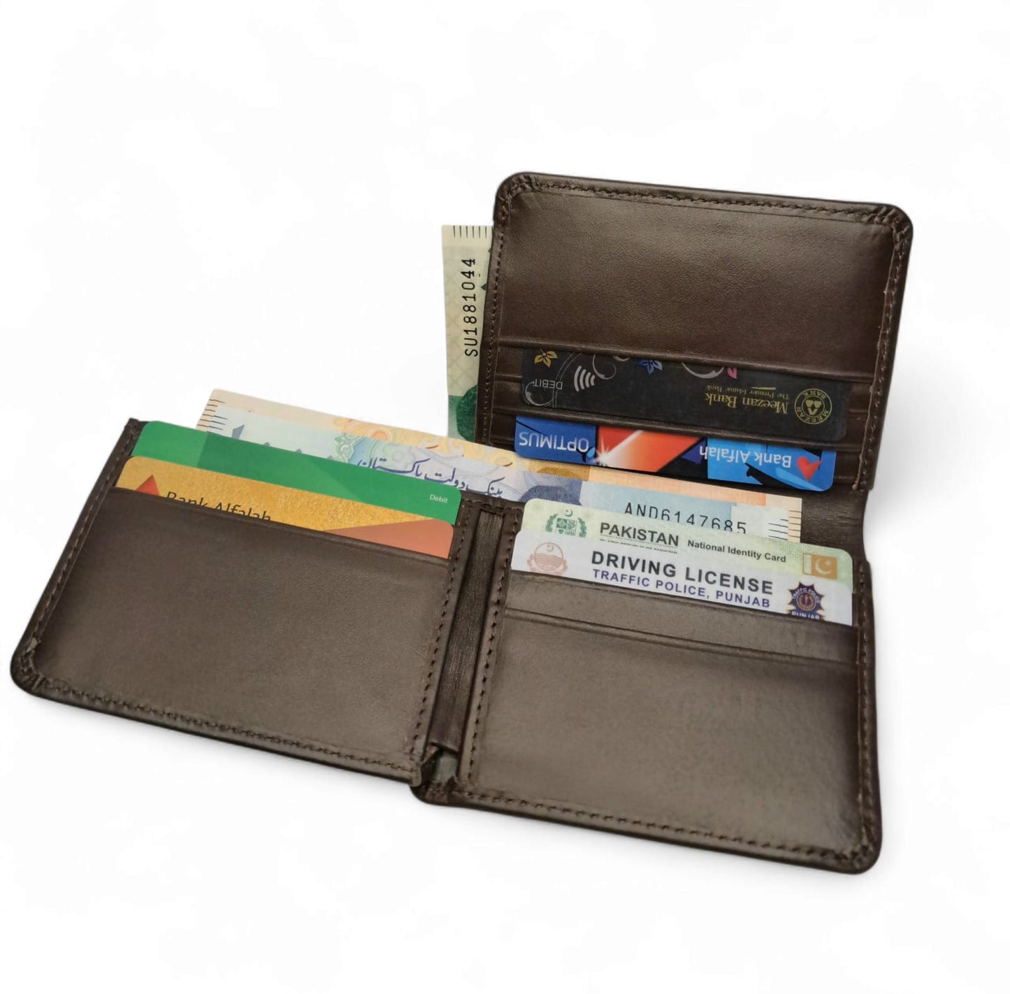Premium Leather Wallet JUW001: Elegant Design with Dual Cash Compartments