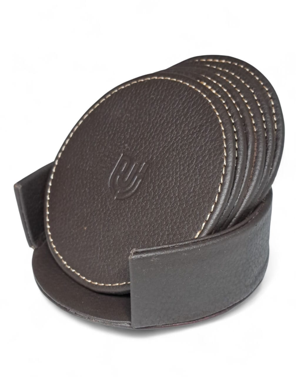 Royal Touch Leather Coasters – 6 Pieces (Black & Brown) Tea & Coffee Coaster Set