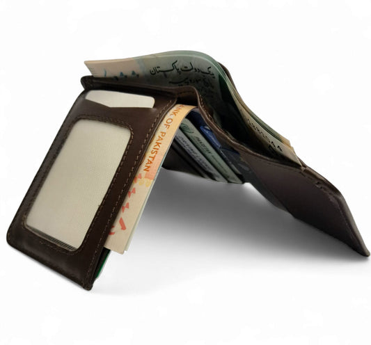 Premium Leather Wallet JUW001: Elegant Design with Dual Cash Compartments