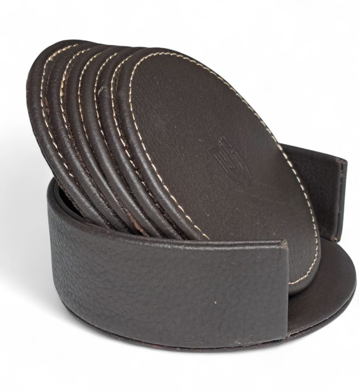 Royal Touch Leather Coasters – 6 Pieces (Black & Brown) Tea & Coffee Coaster Set