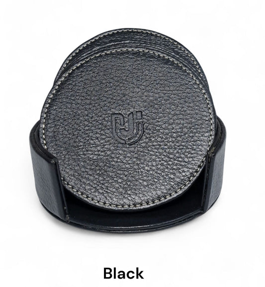 Royal Touch Leather Coasters – 6 Pieces (Black & Brown) Tea & Coffee Coaster Set